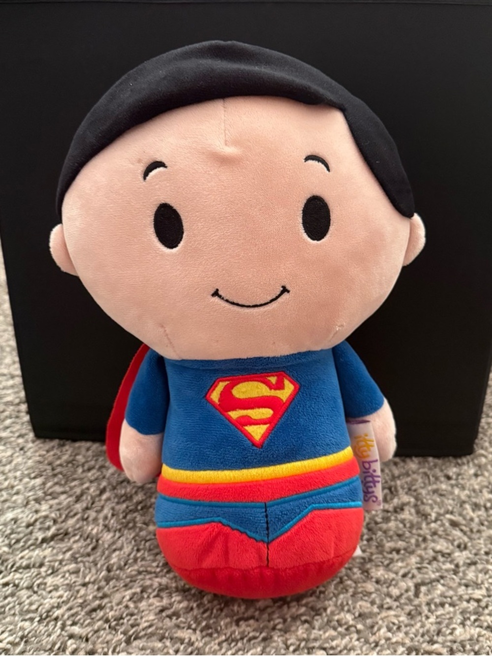 Retired Itty Bitty Toes Superman Plush in Blue, Red, Yellow, Black, and Peach